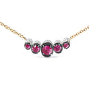 18K Rose Gold 3/4 Cttw Pave Diamonds and Graduated Red Ruby Gemstone Curved Bar Choker Necklace (G-H Color, SI1-SI2 Clarity) - Adjustable up to 14" - 16.5"-2