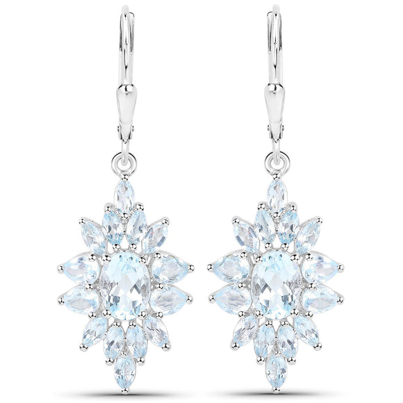 19.18 Carat Genuine Blue Topaz .925 Sterling Silver 3 Piece Jewelry Set (Ring, Earrings, and Pendant w/ Chain)