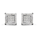 10K White Gold 1 1/4 Cttw Princess Diamond Composite Double Square and Halo Stud Earrings (I-J Color, I1-I2 Clarity)-1