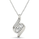 14k White Gold Two Stone Curved Style Diamond Pendant (3/4 cttw)-4