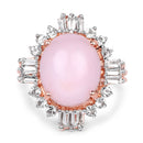 14K Rose Gold Plated 6.42 Carat Genuine Pink Opal and White Topaz .925 Sterling Silver Ring-3
