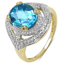 14K Yellow Gold Plated 3.25 Carat Genuine Swiss Blue Topaz .925 Sterling Silver Ring-2