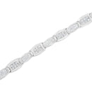 14K White Gold 2-1/2 Cttw Round-Brilliant & Baguette Cut Diamond 7" Alternating Flared Links Tennis Bracelet (H-I Color, SI1-SI2 Clarity)-3