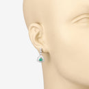 1.39 Carat Genuine Zambian Emerald and White Diamond 14K White Gold Earrings-3
