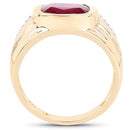 14K Yellow Gold Plated 3.50 Carat Genuine Glass Filled Ruby .925 Sterling Silver Ring-2