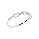 .925 Sterling Silver Diamond Accent Paperclip Band Ring (I-J Color, I2-I3 Clarity) - Ring Size 6-3