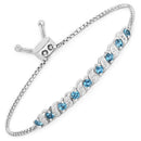 1.34 Carat Genuine London Blue Topaz and White Topaz .925 Sterling Silver Bracelet-1