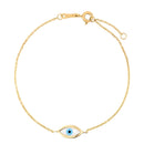 14k Yellow Gold MOP Evil Eye Bracelet (1.00 mm)-2
