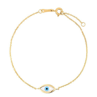 14k Yellow Gold MOP Evil Eye Bracelet (1.00 mm) - 0