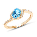 1.04 Carat Genuine Swiss Blue Topaz and White Diamond 14K Yellow Gold Ring-1