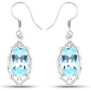 13.68 Carat Genuine Blue Topaz .925 Sterling Silver Earrings-1
