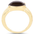 14K Yellow Gold Plated 4.89 Carat Genuine Smoky Quartz .925 Sterling Silver Ring-2