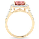 2.71 Carat Genuine Royal Pink Tourmaline and White Diamond 14K Yellow Gold Ring-2
