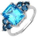 4.72 Carat Genuine Swiss Blue Topaz & London Blue Topaz .925 Sterling Silver Ring-1