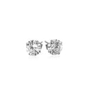 14k White Gold Stud Earrings with White Hue Faceted Cubic Zirconia-2