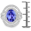 14K White Gold 6.83 Carat Genuine Tanzanite and White Diamond Ring-3