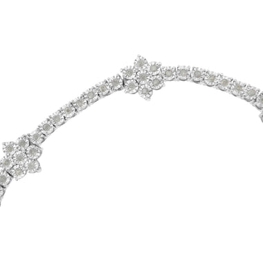 .925 Sterling Silver 1.0 cttw Miracle-Set Diamond Floral Station Tennis Bracelet (I-J Color, I3 Clarity) - 7-1/2" - 0