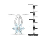 0.78 Carat Genuine Aquamarine and White Topaz .925 Sterling Silver Pendant-3