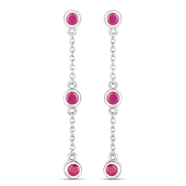 0.78 Carat Genuine Ruby .925 Sterling Silver Earrings