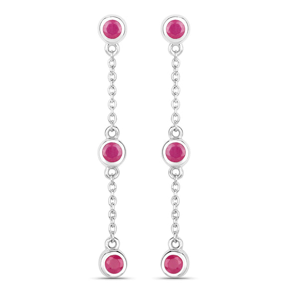 0.78 Carat Genuine Ruby .925 Sterling Silver Earrings