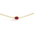 14K Yellow Gold Bezel Set 4x3 mm Oval Red Ruby Station Necklace - 18 Inches-2