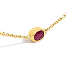14K Yellow Gold Bezel Set 4x3 mm Oval Red Ruby Station Necklace - 18 Inches-3