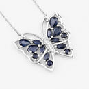 2.94 Carat Genuine Blue Sapphire and White Zircon .925 Sterling Silver Necklace-4