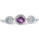 .925 Sterling Silver Oval Amethyst and Pear Blue Topaz with Diamond Accent Lariat 4â€-10â€ Adjustable Bolo Bracelet (H-I Color, SI1-SI2 Clarity)-3