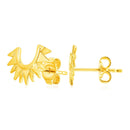 14k Yellow Gold Half Sunburst Post Earrings-1