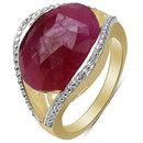 14K Yellow Gold Plated 9.29 Carat Genuine Pink Sapphire & White Diamond .925 Sterling Silver Ring-2