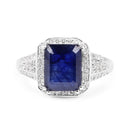4.80 Carat Glass Filled Sapphire and White Topaz .925 Sterling Silver Ring-3