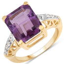 4.83 Carat Genuine Amethyst and White Topaz .925 Sterling Silver Ring-1