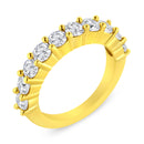 14K Yellow Gold Plated .925 Sterling Silver 2.0 Cttw Round Brilliant Cut Diamond 10 Stone Anniversary Band Ring (J-K Color, I1-I2 Clarity) - Size 7-3