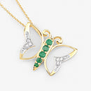 0.51 Carat Genuine Emerald and White Zircon .925 Sterling Silver Necklace-4