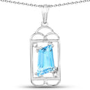 4.57 Carat Genuine Swiss Blue Topaz & White Topaz .925 Sterling Silver Pendant-1
