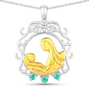 0.09 Carat Genuine Emerald .925 Sterling Silver Pendant-1
