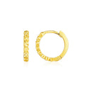 14k Yellow Gold Petite Textured Round Hoop Earrings-1
