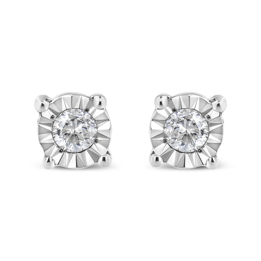 10K Yellow Gold Plated .925 Sterling Silver 1/10 Cttw Round Brilliant-Cut Diamond Miracle-Set Stud Earrings (J-K Color, I3 Clarity)