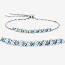 1.34 Carat Genuine London Blue Topaz and White Topaz .925 Sterling Silver Bracelet-4