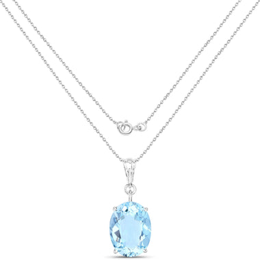 11.25 Carat Genuine Swiss Blue Topaz .925 Sterling Silver Pendant - 0