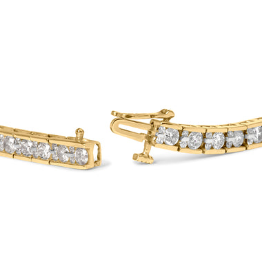 10K Yellow Gold 4.00 Cttw Channel Set Round Diamond Tennis 7" Bracelet (J-K Color, I1-I2 Clarity) - 0