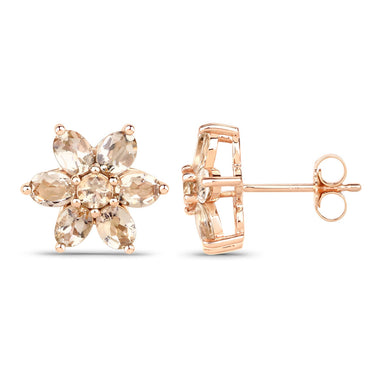 1.98 Carat Genuine Morganite 10K Rose Gold Earrings - 0