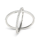 14k White Gold X Style Thin Ring with Diamonds (1/2 cttw)-3