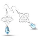 12.14 Carat Genuine Swiss Blue Topaz .925 Sterling Silver Earrings-2