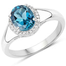 2.13 Carat Genuine London Blue Topaz and White Topaz .925 Sterling Silver Ring-1