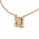 10K Yellow Gold 1/10 Cttw Round and Baguette Diamond Mosaic Composite Square 18" Inch Pendant Necklace (H-I Color, I1-I2 Clarity)-3