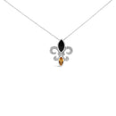 .925 Sterling Silver Marquise Onyx and Citrine and Diamond Accent Fleur De Lis Pendant Necklace (H-I Color, SI1-SI2 Clarity) - 18"-1