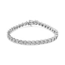 14K White Gold 1.00 Cttw Lab Grown Diamond Round Miracle Plate and "S" Link Tennis Bracelet (F-G Color, VS2-SI1 Clarity) Size 7"-5