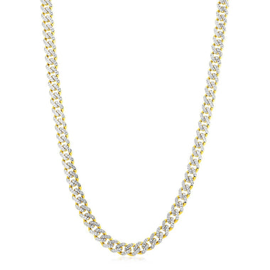 14k Yellow Gold White Pave High Polish Modern Lite Miami Cuban Chain (8.0mm) - 0