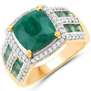 3.75 Carat Dyed Emerald, Emerald and White Topaz .925 Sterling Silver Ring-2